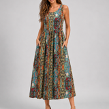 Boho-henkinen niskasta solmittava midimekko