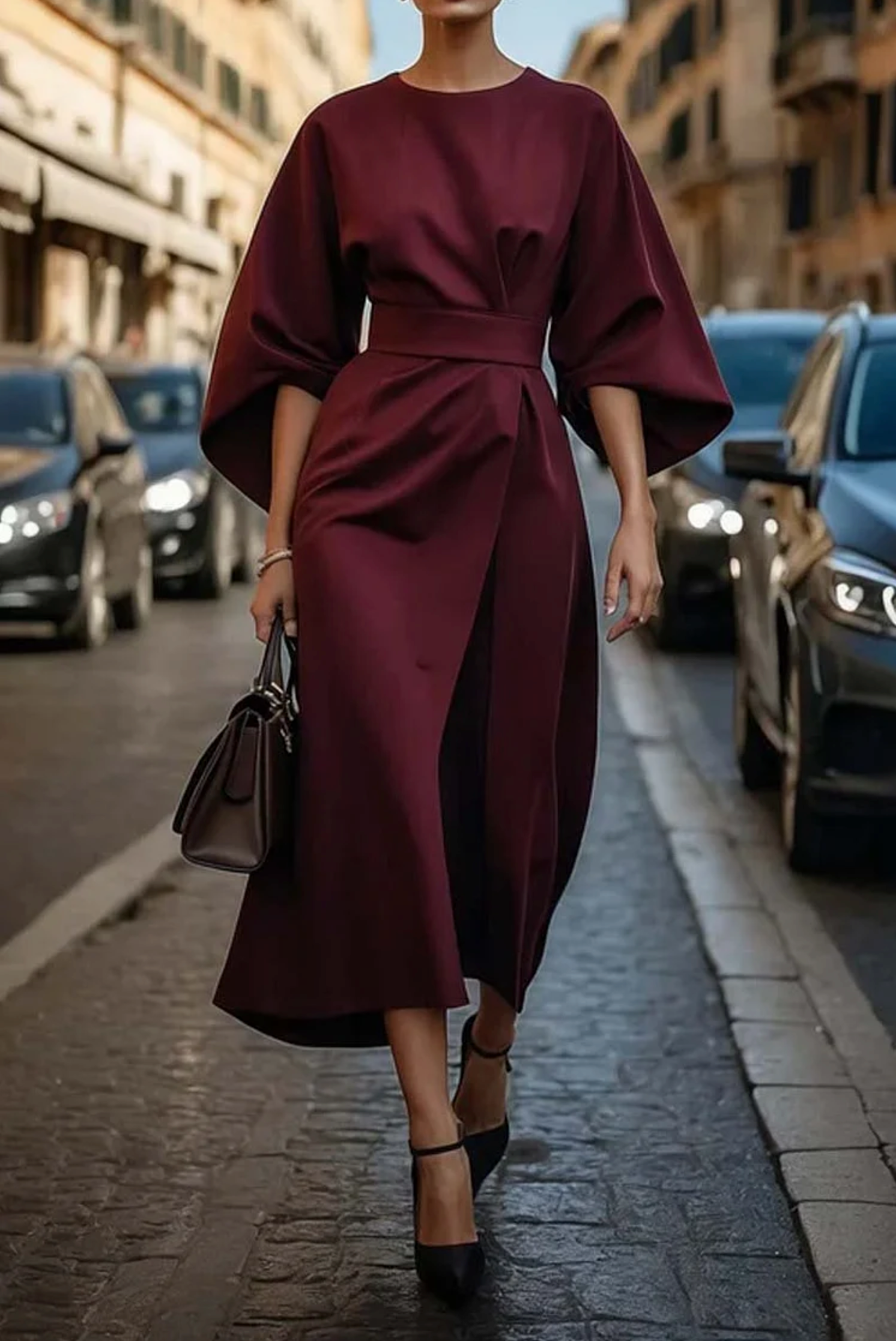 Rome – ajattoman elegantti mekko lyhtyhihoilla